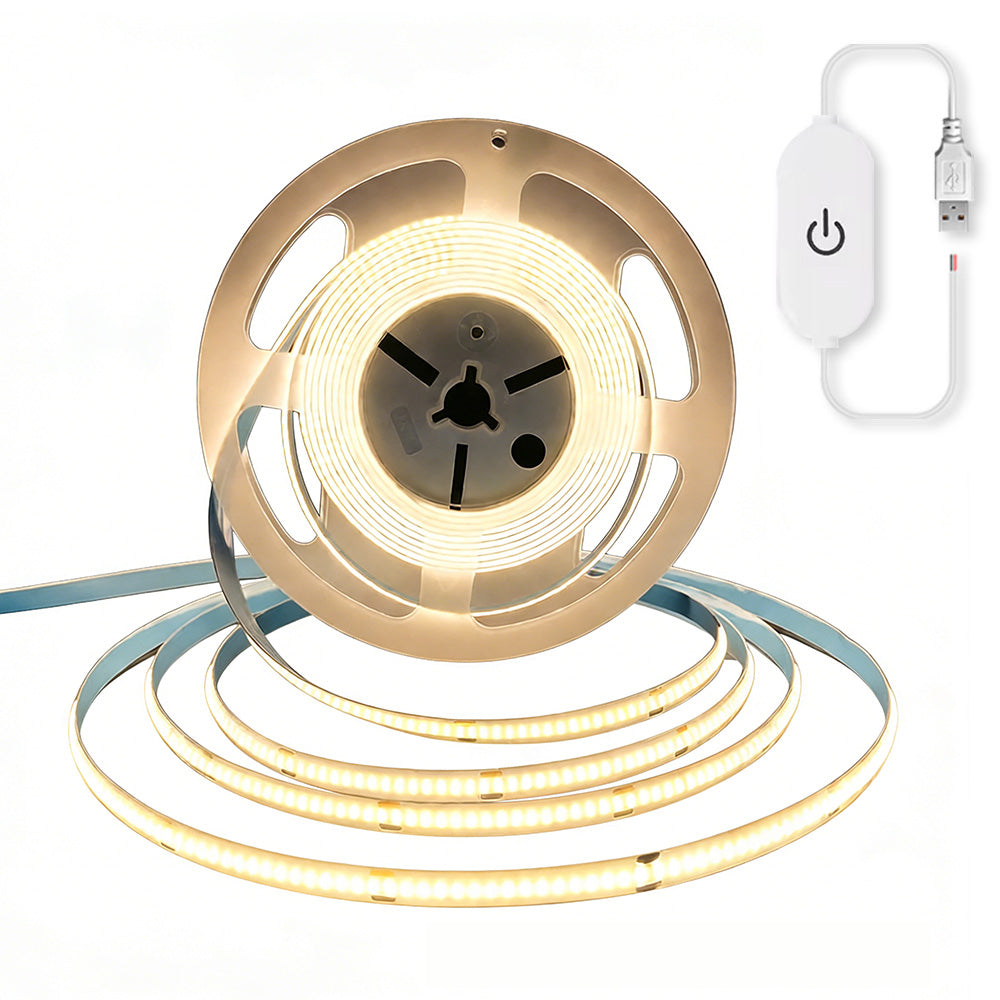 5V USB LED Light Strip COB LED Strip Lights for TV Under Cabinet-Warm