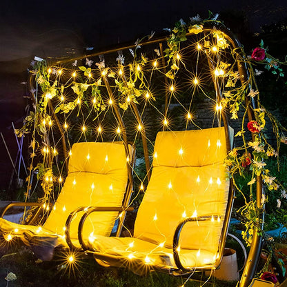 Net Lights Solar Power LED String Lights Christmas Mesh Light for Outdoor Bedroom Decoration-Yellow