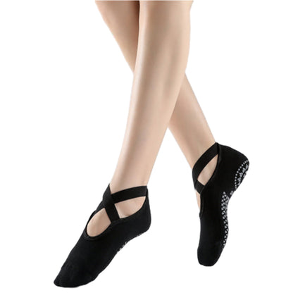 2 Pairs of Yoga Socks for Women Anti-slip Pilates Ballet Dance Socks One Size  Black