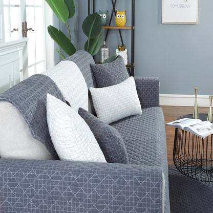 Soft Couch Cover Washable Furniture Protector for Dogs Non-Slip Sofa Slipcover -Grey