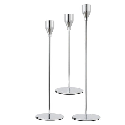3Pcs Set Metal Candle Holders Taper Decorative Candlestick Holders for Wedding Dinning Party Silver