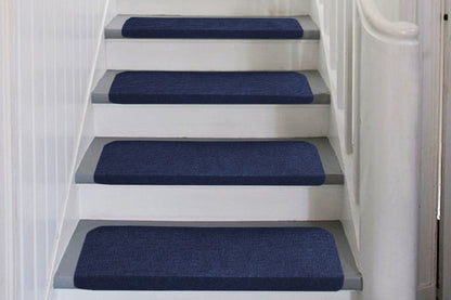 4Pcs Stairs Tread Mat Self-adhesive Cling Non Slip Wear-Resistant Carpet Mat-Navy Blue