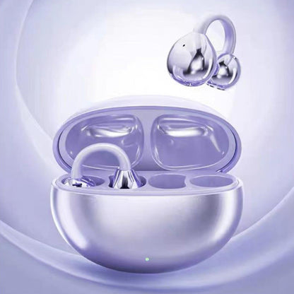 Bluetooth Clip-on Earbuds Wireless Open Ear Earbuds for Sports Workout Purple