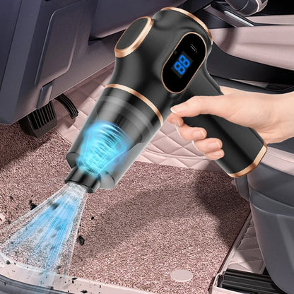 Cordless Desktop and Car Vacuum Cleaner with Blow & Suction Functions and Digital Display-Black