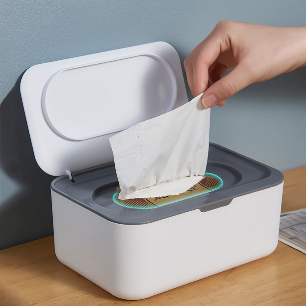 Wipes Dispenser Wipes Tissue Storage Case With Lid Refillable Wipe Holder-Grey