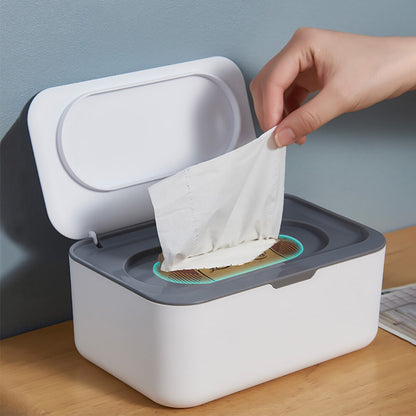 Wipes Dispenser Wipes Tissue Storage Case With Lid Refillable Wipe Holder-Grey