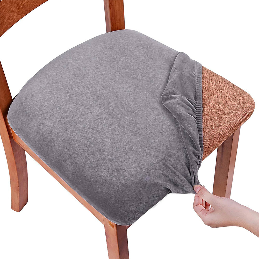 4 Piece Stretch Removable Dining Chair Seat Cushion Slipcovers - Grey