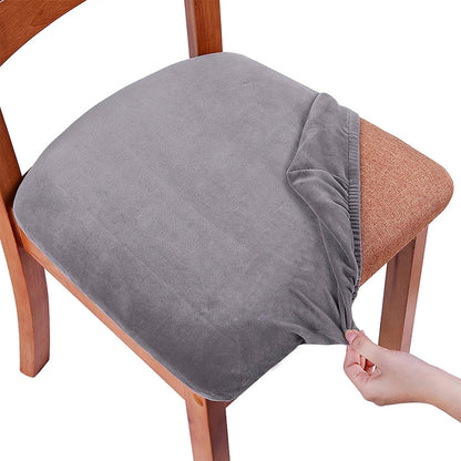 4 Piece Stretch Removable Dining Chair Seat Cushion Slipcovers - Grey