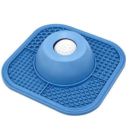 2 in 1 Dog Slow Feeder Bowl with Rolling Ball Lick Mat Non Slip Suction Cup-Blue