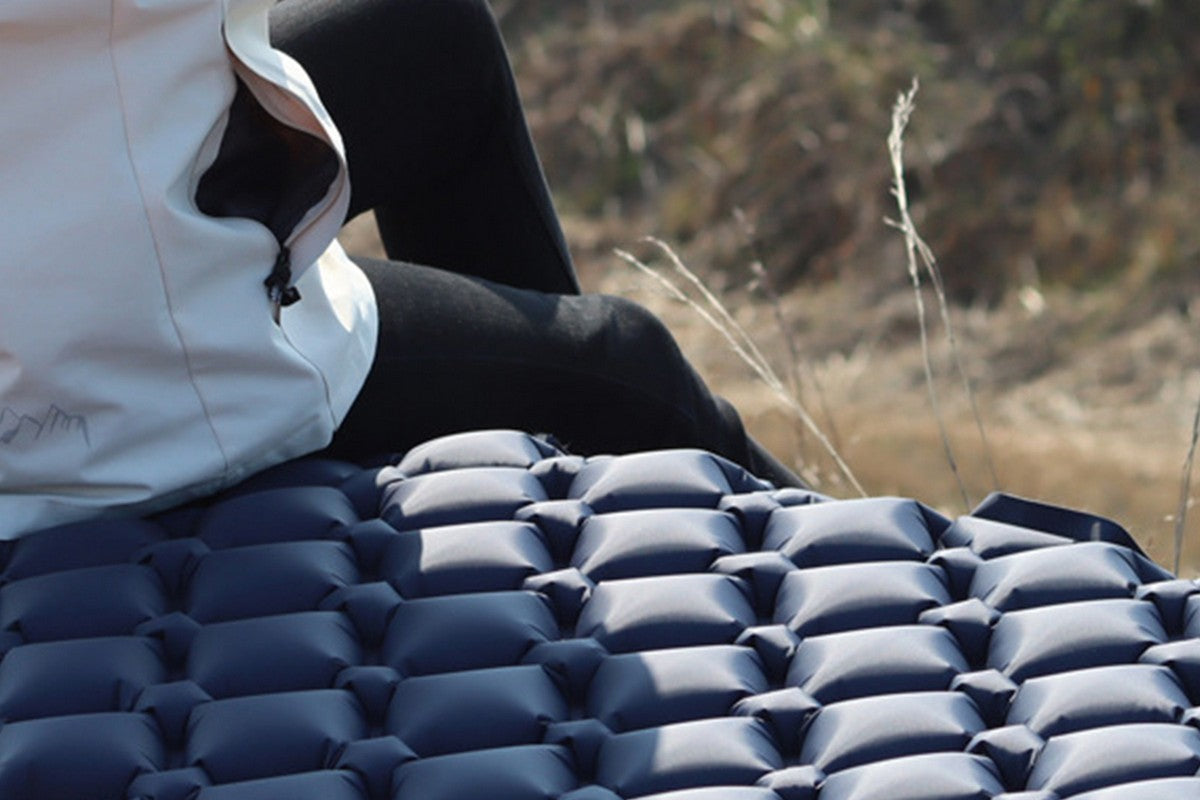 Portable Soft Waterproof Inflating Camping Sleeping Pad For Backpacking Hiking Picnic-Navy Blue