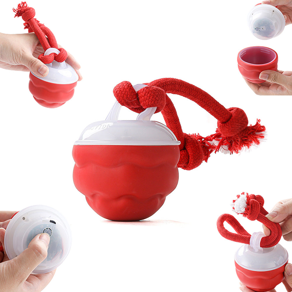 3-Mode Pet Interactive Toys Squeaky Auto Rolling Ball Dog Toy Red