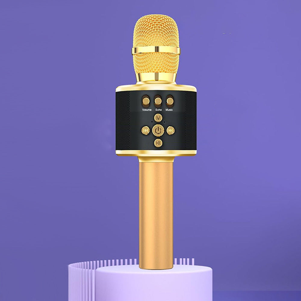 Wireless Bluetooth Karaoke Microphone with LED Lights Home Party Singing Mic Gold