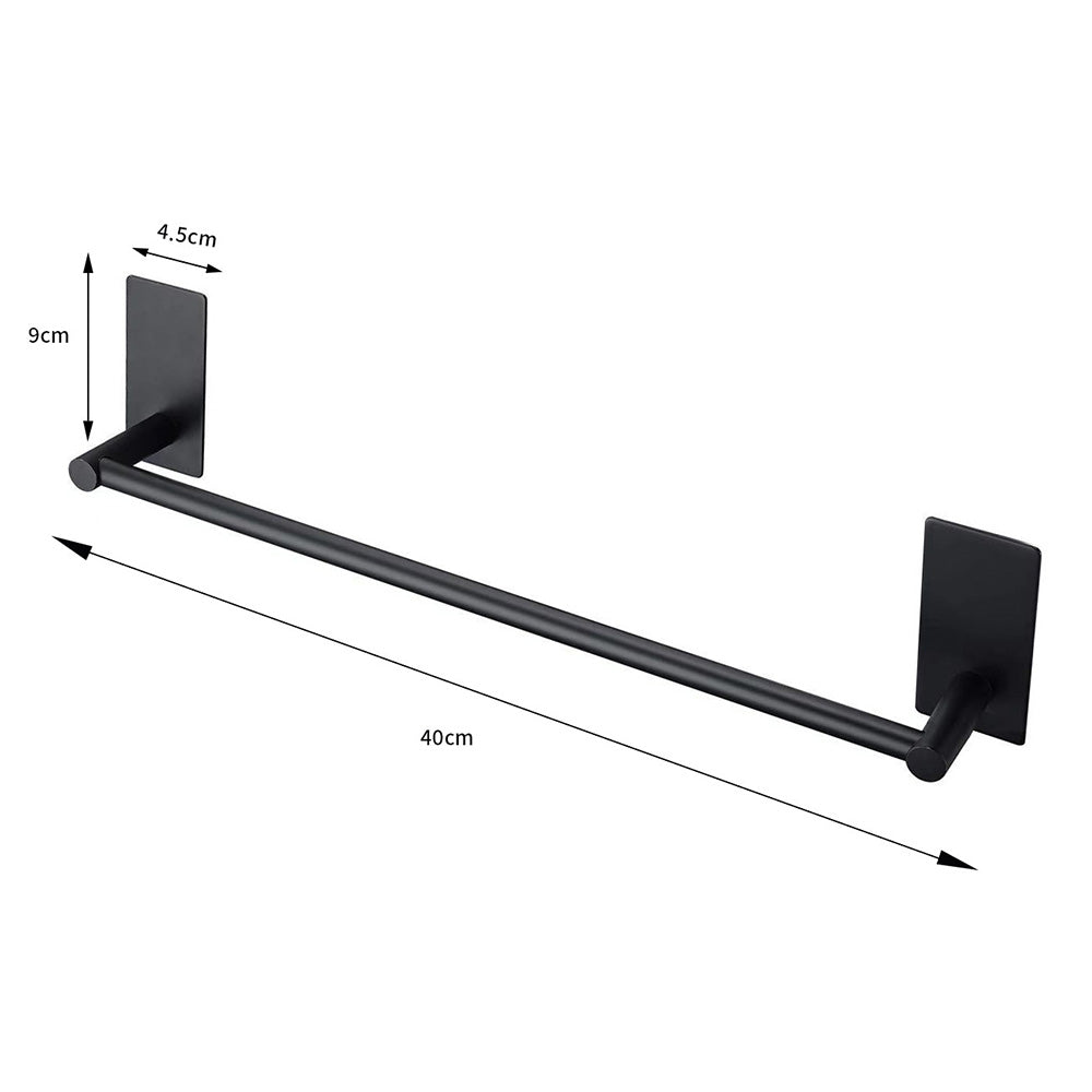 Stainless Steel Self-Adhesive Towel Rack for Bathroom No Drilling Required-Black