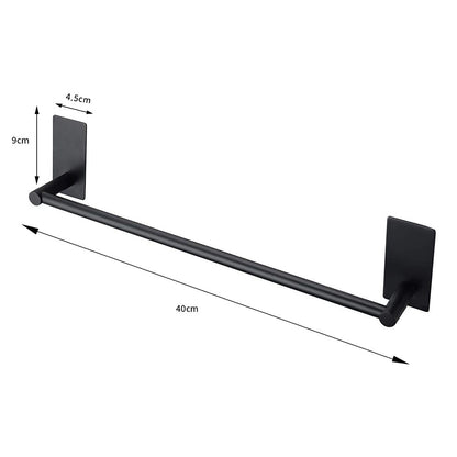 Stainless Steel Self-Adhesive Towel Rack for Bathroom No Drilling Required-Black