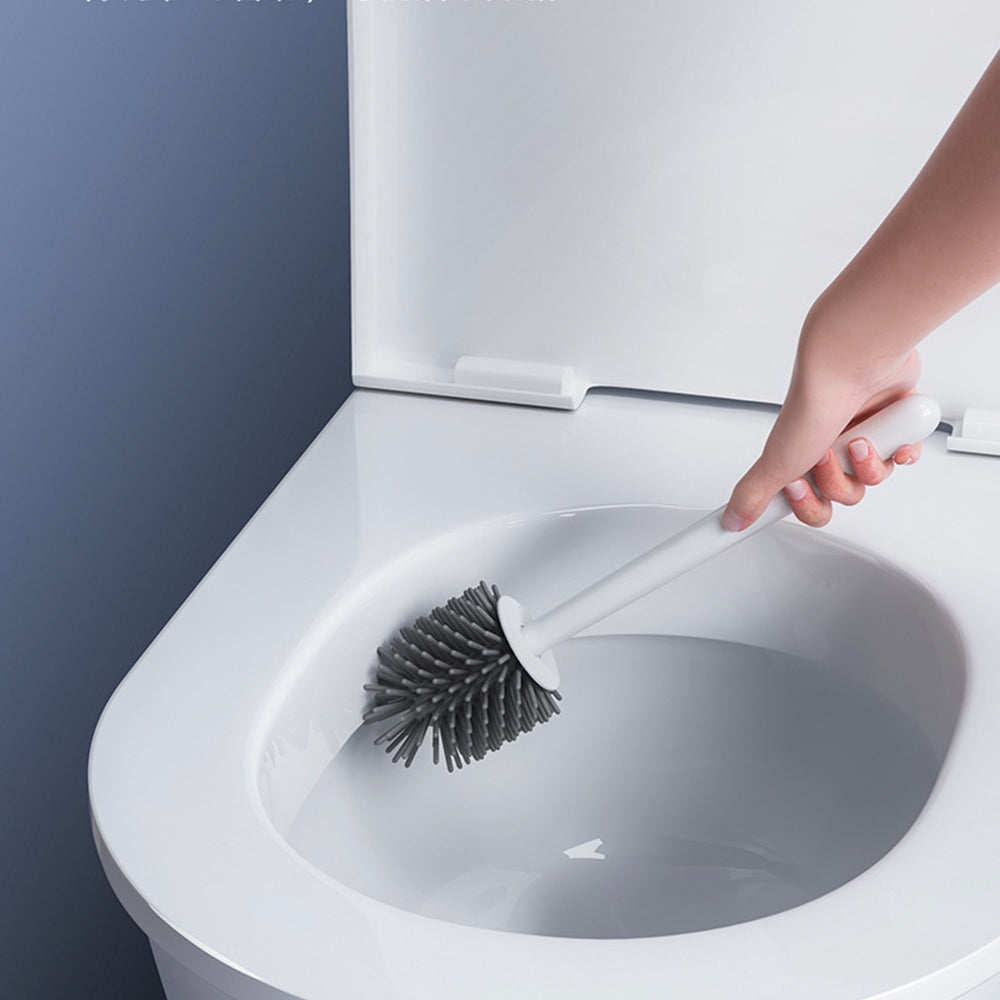 Soft Toilet Brush and Holder Set Bathroom Cleaning Brushes Set Grey