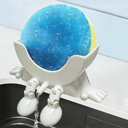 Smiley Face Sponge Holder Sink Drain Rack for Sink Edge-white