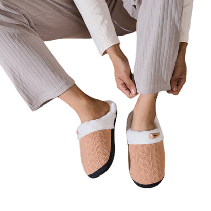 Indoor Non Slip Fuzzy Slippers-Khaki