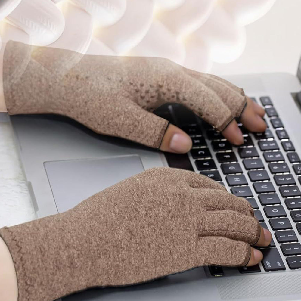 Women Arthritis Compression Gloves Anti-Slip for Hand Pain and Osteoarthritis -Browm
