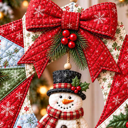 Christmas Wreath DIY Sewing Kit with Precut Fabric for Door Decor - Snowman
