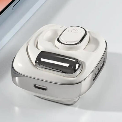 Bluetooth Open Ear Earbuds Wireless Headphones with Earhooks Air Conduction Headset with Mic for Running Workout White