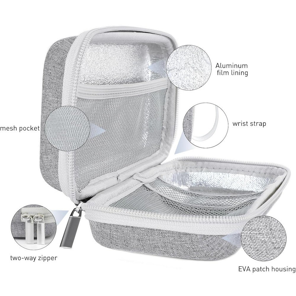 Insulin Cooler Travel Case EVA Insulation Travel Medicine Kit for Diabetes Care-Grey