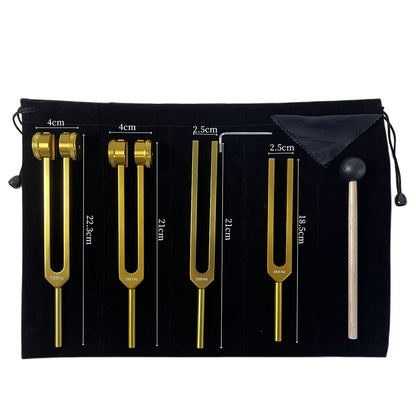 4Pcs Resonance Tuning Fork Set Sensory Tool for Yoga Meditation-Gold