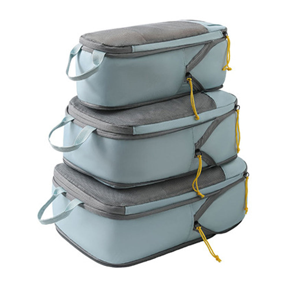3-Piece Compression Packing Storage Bag Set Travel Accessories Packing Organizers Travel Carry Bags Household Storage Light Blue