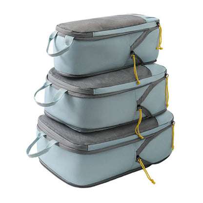 3-Piece Compression Packing Storage Bag Set Travel Accessories Packing Organizers Travel Carry Bags Household Storage Light Blue