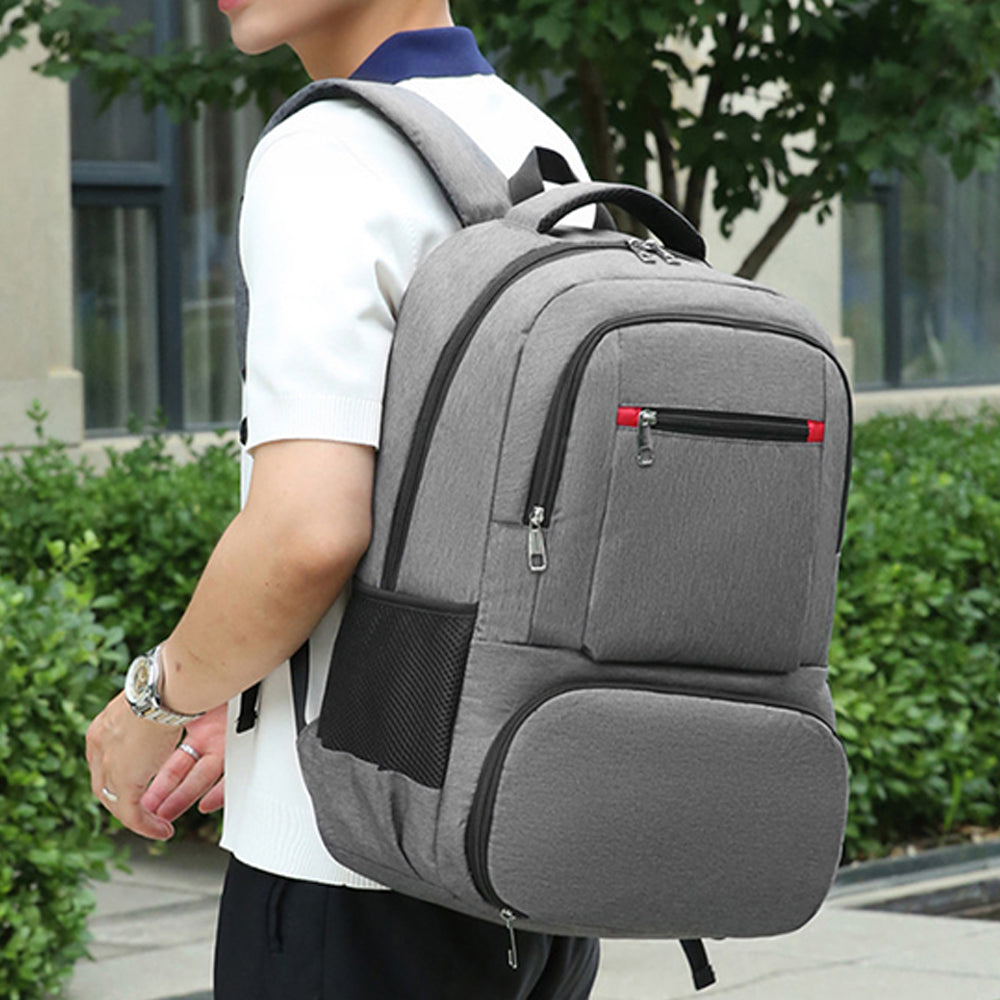 2 in 1 Large Capacity Laptop Backpack and Insulated Lunch Bag for Office Travel-Light Grey
