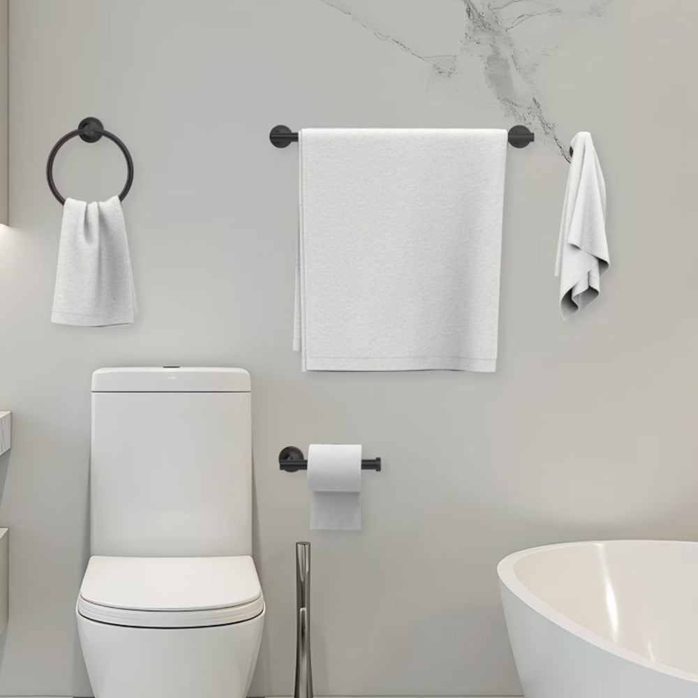 4 Pcs Bathroom Hardware Set Stainless Steel Wall Mounted Accessories-Black