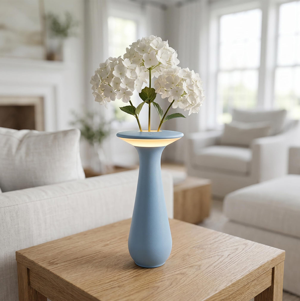Rechargeable Vase Table Night Light with Warm Dimmable Glow - Blue