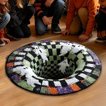 3D Round Non Slip Soft Halloween Rug - Purple Ghost