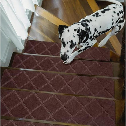 8Pcs Stair Treads for Wooden Steps Non-Slip Stairs Runner for Elders and Pets-Brown