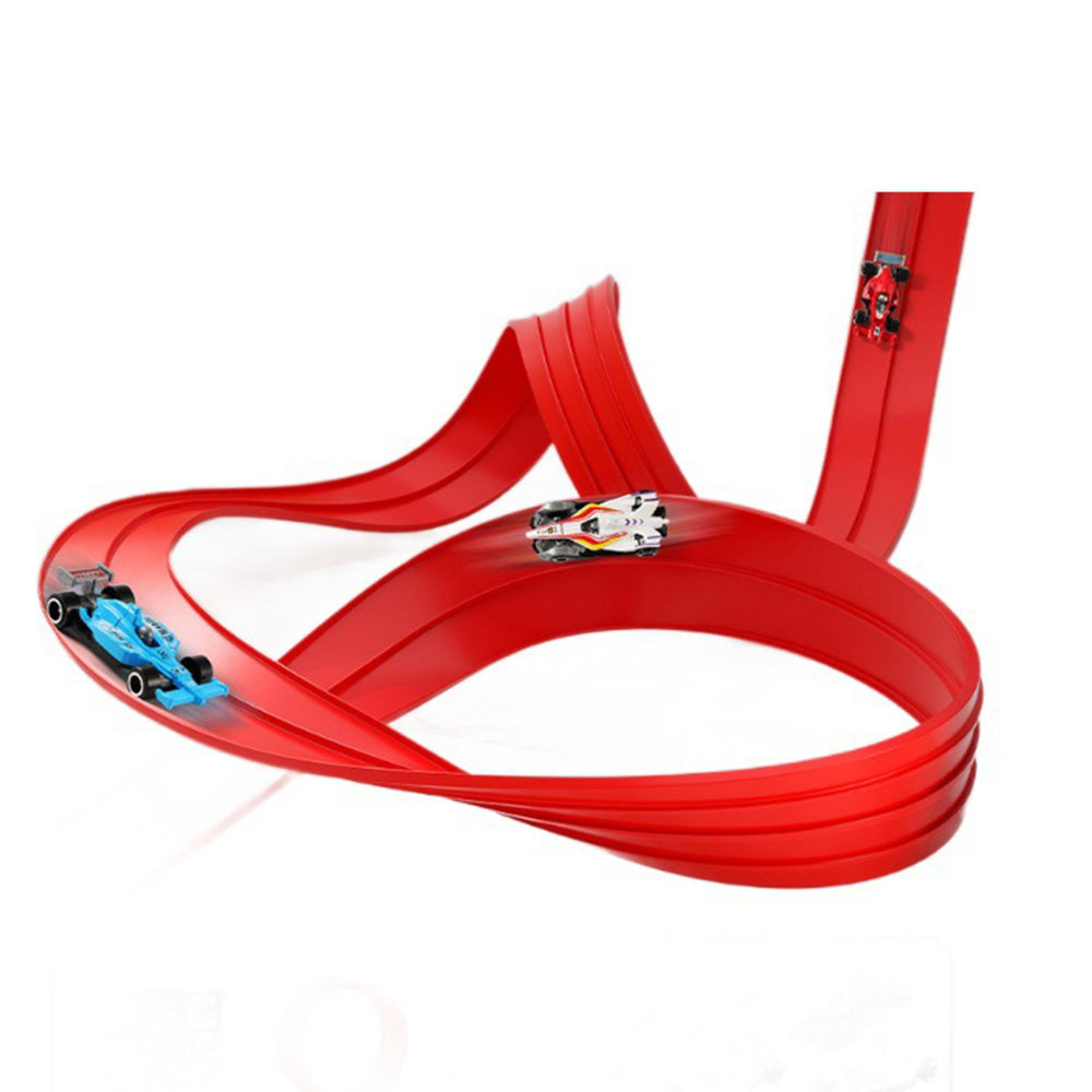 5-Meter Flexible Race Car Ramp Track Toy Set with Suction Cups Red Outdoor Indoor