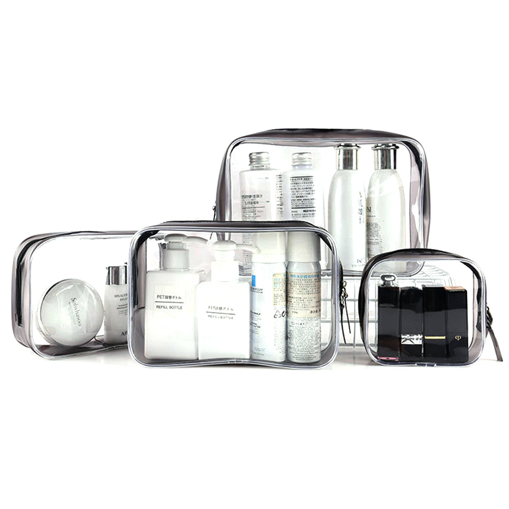 4 Packs Clear Cosmetics Bag with Zipper Portable PVC Toiletry Makeup Bag