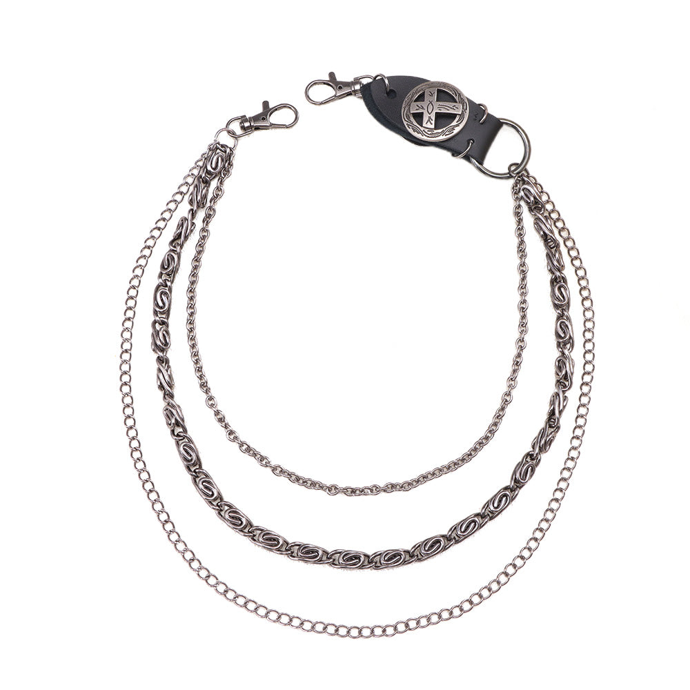 Punk Pant Chain Key Jean Wallet Chain - Three-layer Brown