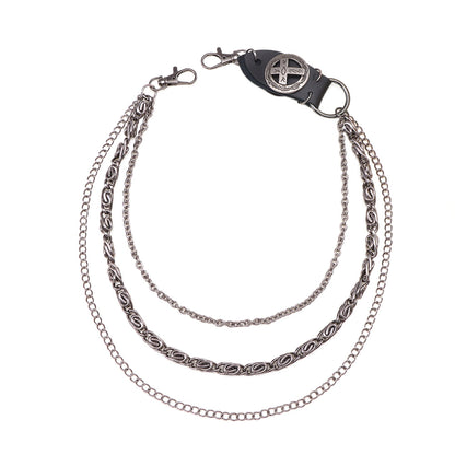 Punk Pant Chain Key Jean Wallet Chain - Three-layer Brown