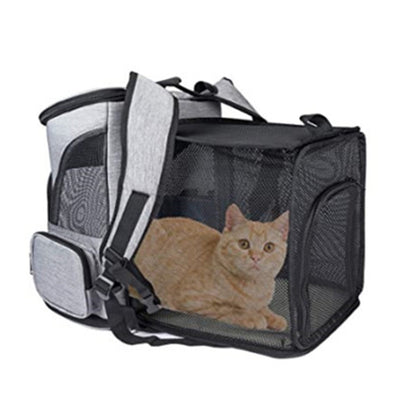 Expandable Cat Backpack Carrier Breathable Large Comfort Space for Small Pet Grey