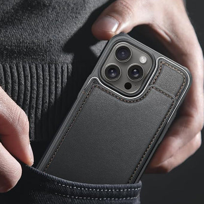 For iPhone 16 Series RFID Blocking Wallet Case with Card Holder Shockproof Phone Cover for Women Men Black