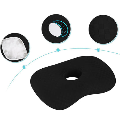 Ear Pillow for Side Sleepers with Hole-Black