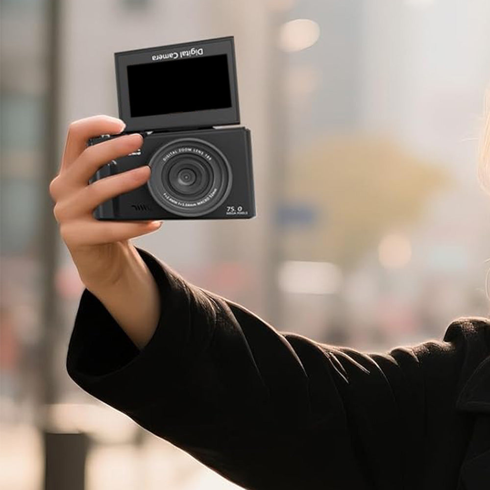 5K Digital Camera with 180-degree Flip Screen Autofoucs Vlogging Camera for YouTube -Black