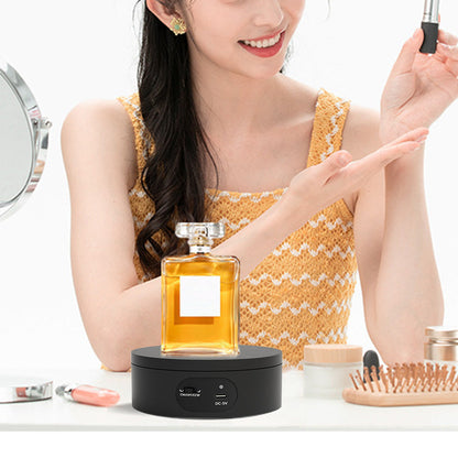 12cm Rotating Display Stand Dual Power Supply Turntable for Showcasing Cups Jewelry Black