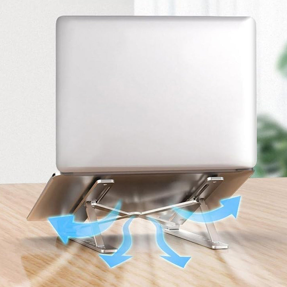 Foldable Aluminum Laptop Stand with Adjustable Height for Desk-White