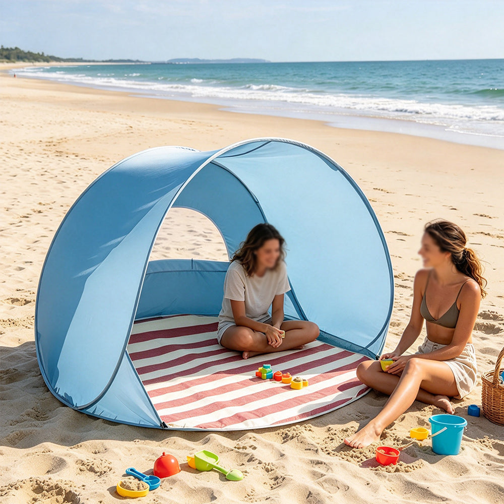 Pop Up Sun Shade Beach Tent UPF Protection Mini Canopy - Blue