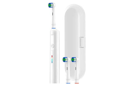 Rotating Electric Toothbrush 3Modes with Travel Case and 2 Brush Heads-White
