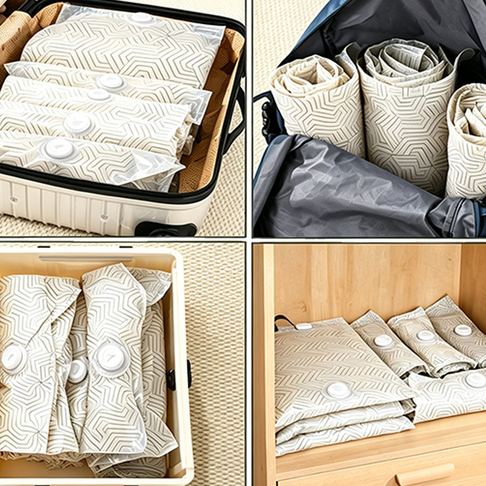 2 Piece Pump Free Roll Up Vacuum Storage Bags - White