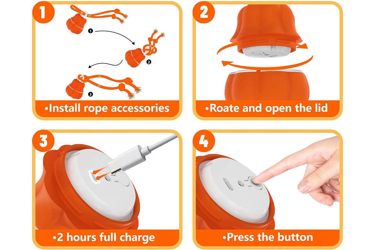 Interactive Dog Toy Ball Dog Rolling Ball with Motion Activated Moving Puppy Toy-Pumpkin
