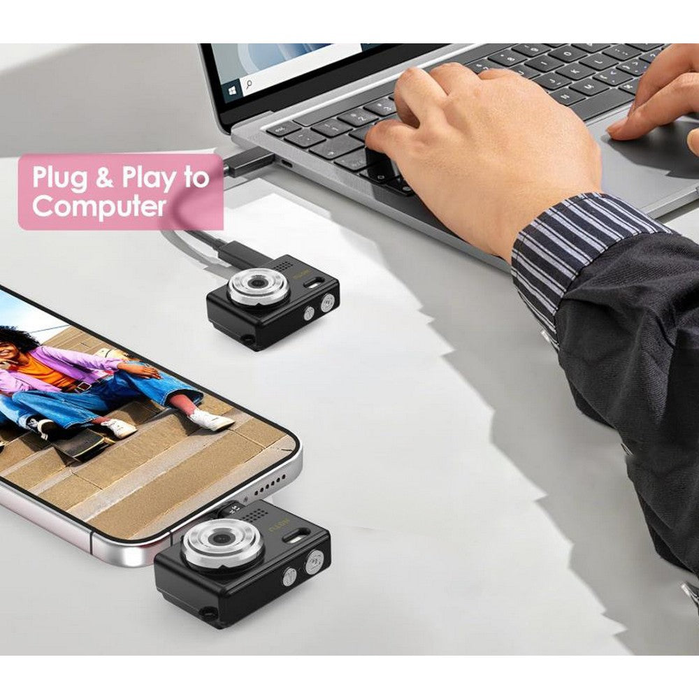 Mini Thumb Digital Camera 2MP Keychain Camera for Vlog and Travel-Black