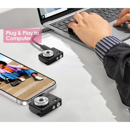Mini Thumb Digital Camera 2MP Keychain Camera for Vlog and Travel-Black