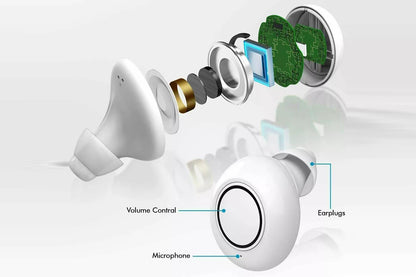Hearing Aid Invisible Digital In-Ear Enhancer Sound Voice Amplifier Rechargeable-White